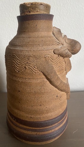 Vintage Handmade Clay Face Smiley Pots Coin Bank, Cork Artist Jack Graber 7.5” - Picture 5 of 11