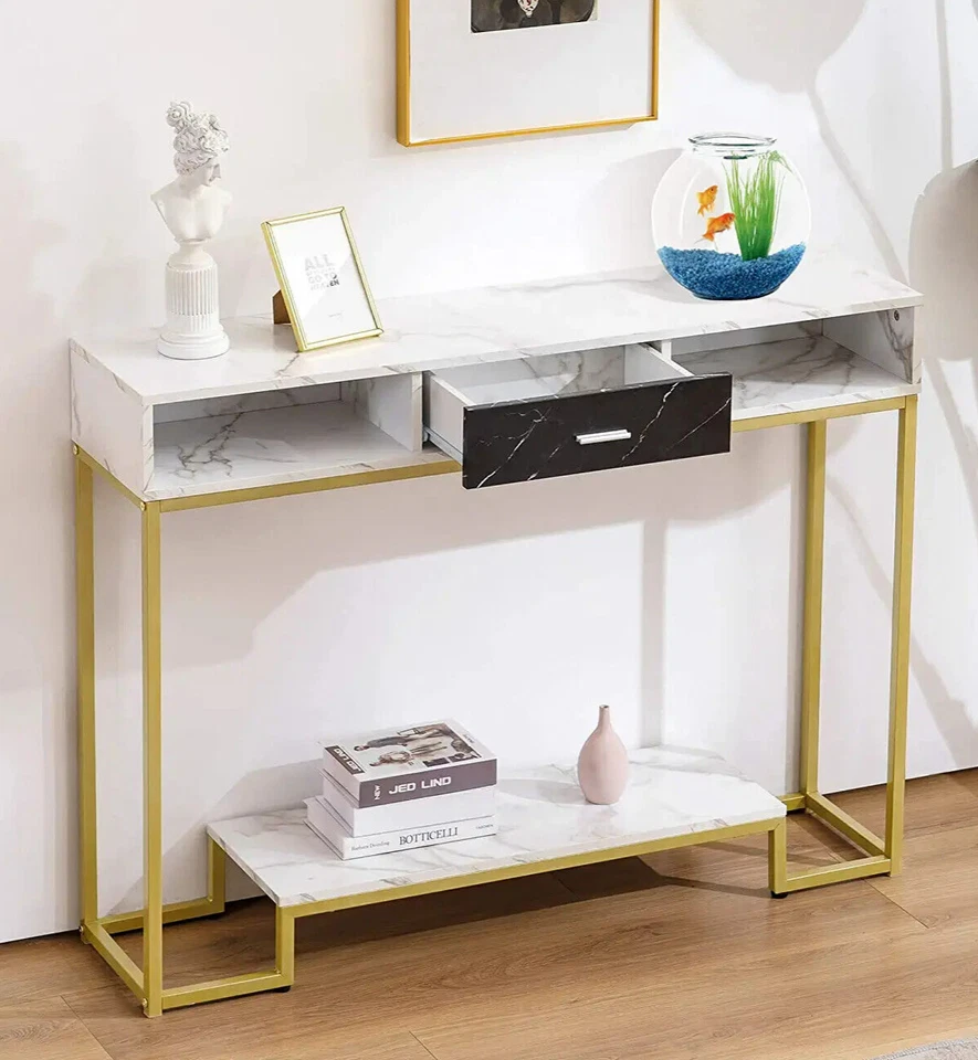Ivinta Narrow Console Table with Storage Drawer, Enterway Table with Shoe Rack - Image 3 of 4