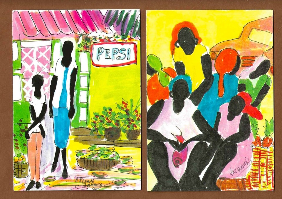 Set of 3 Vintage Jamaican Art Note Cards, Blank, Anne-Marie Praats 1992 ...