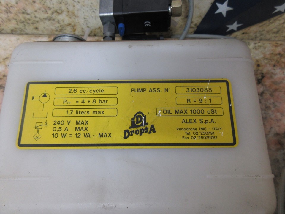DROPSA OIL LUBE LUBRICATION TANK PUMP SYSTEM 3103088 1.7 l V110/50 EACH