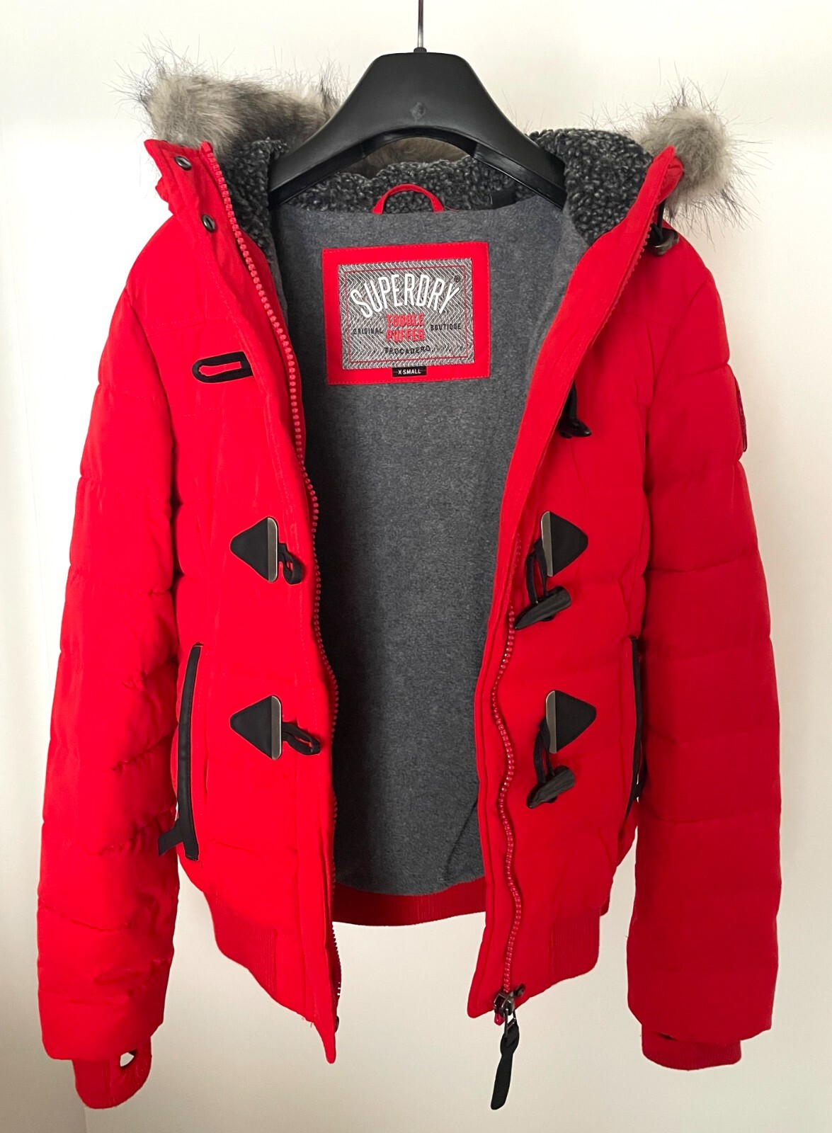 SUPERDRY Microfiber Toggle Puffer Red Jacket Hood… - image 3