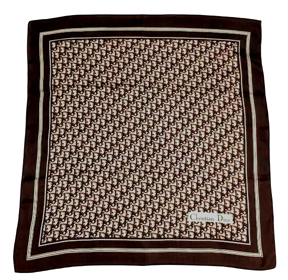 Dior Brown Oblique Monogram Silk Square Scarf