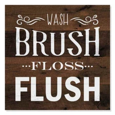 Wash Brush Floss Flush Rustic Looking Inspiration Farmhouse Wood B3-12120061055