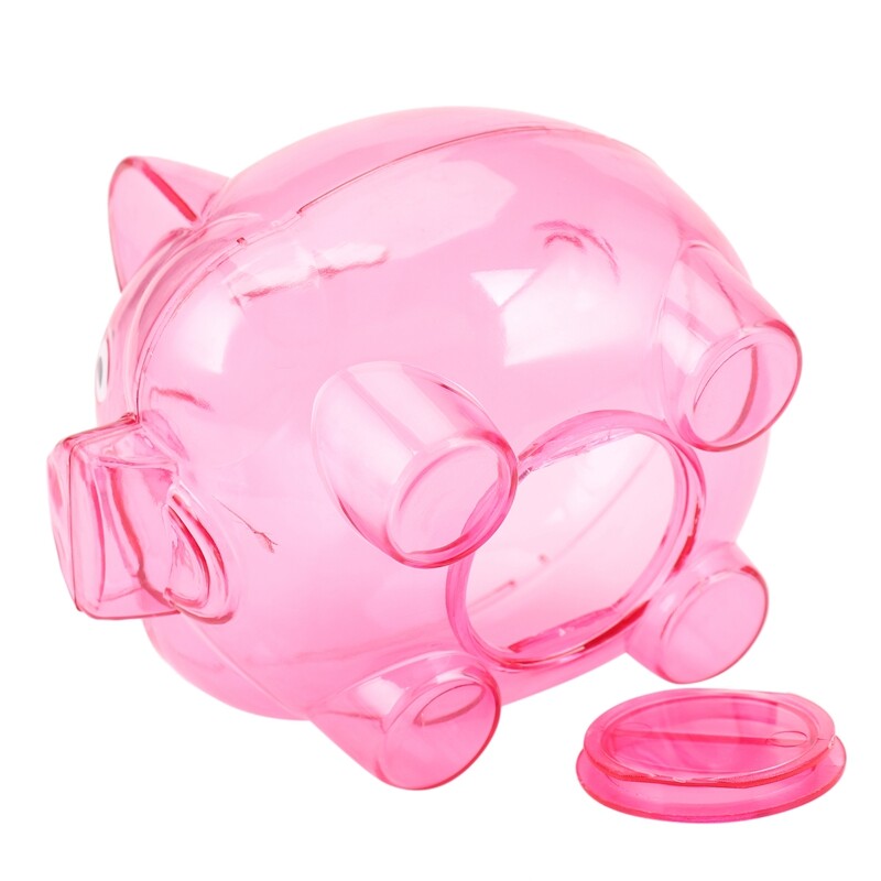 Cute Plastic Pig Clear Piggy Bank Coin Box Money Cash Saving Case Kids