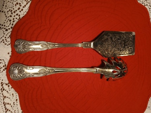 VTG Set of 2 Silverplate Kings Pattern Serving Pieces Pasta & Pastry Servers - Picture 2 of 5