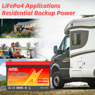 12V 24V 100Ah 200Ah 300Ah LiFePO4 Lithium Battery 15000+Cycle BMS Solar Marine