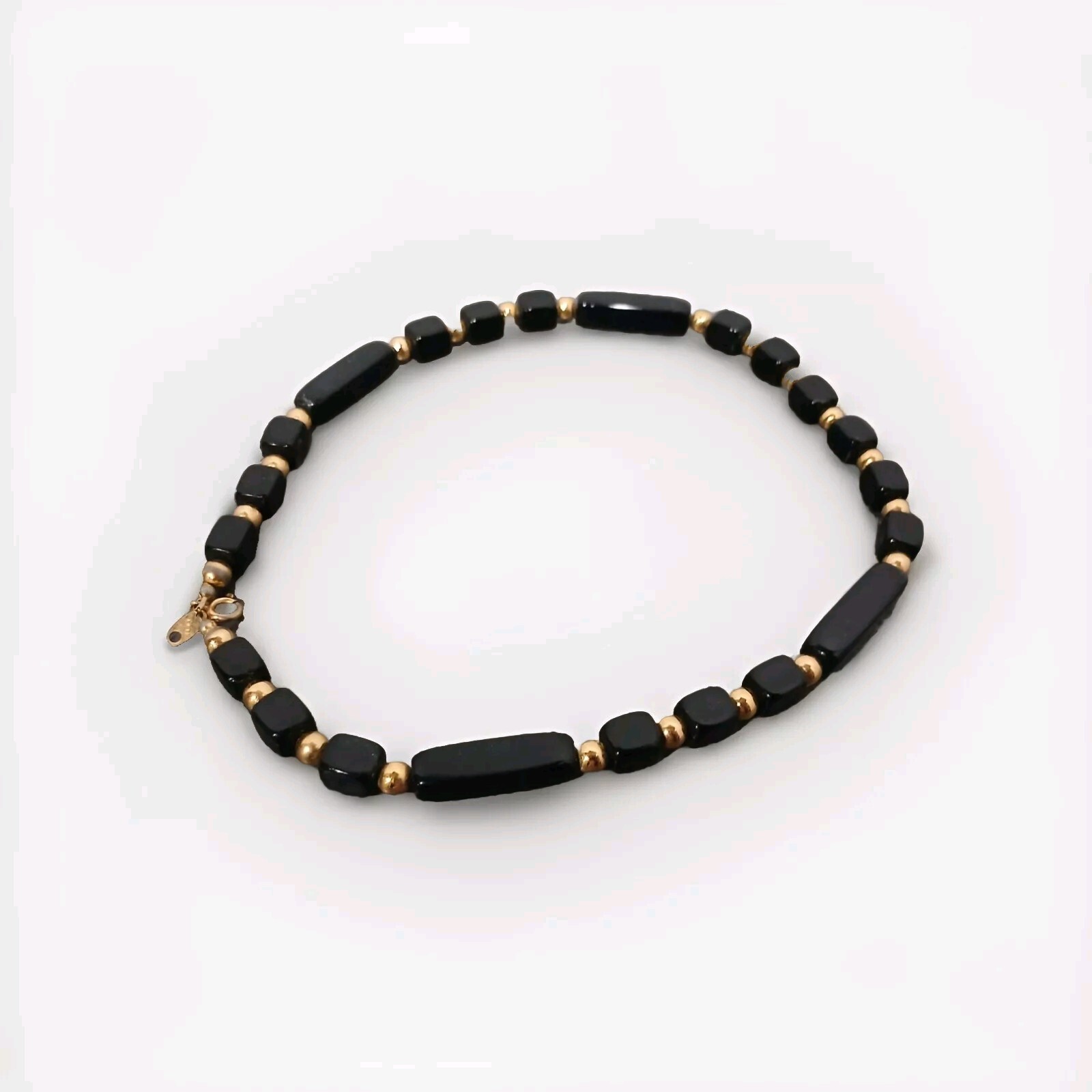 TRIFARI Black Plastic Square & Rectangle with Gold Bead Spacers 18