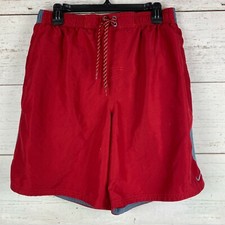 Nike Mens Size Large Red Swim Shorts Mesh Lining Gray Accents Board Shorts