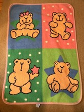 Owen Baby Toddler Blanket Soft Colorful Reversible Bears Theme Pink Blue Green