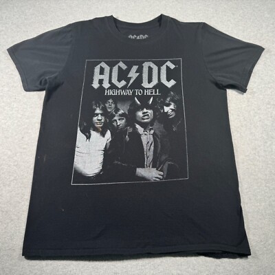 AC/DC Shirt Adult Medium Black Highway To Hell Australian Rock Band Music Mens