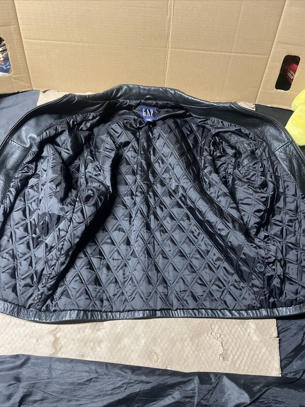 Old GAP 90s Leather Jacket Mens Large Black Colla… - image 4
