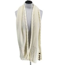 Women's Chunky Knit Warm Pull On Acrylic Cream Scarf One Size