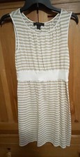 Express Women's Sleeveless Gold/White Metallic Striped Dress Small