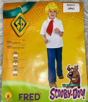 Scooby-Doo FRED Costume Cosplay Sz Med 8-10 for 5-7 yrs old w/ Wig