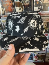 Michael Air Jordan All Over Print Fitted Hat / Cap - Black White - 7 3/8