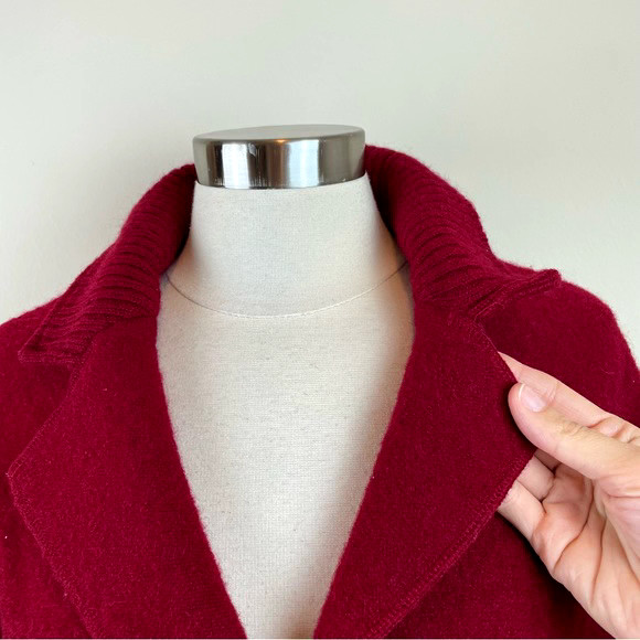 Jane Ashley Solid Red Wool Blend Button Collared … - image 4