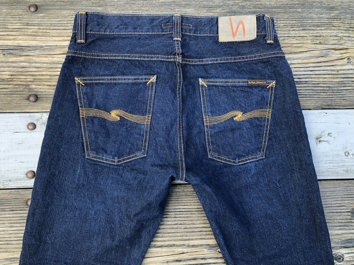 Nudie Fearless Freddie 30x27 Slim Dry Ring Organi Denim Buttonfly 