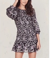 LoveShackFancy Women’s Scarlett Mini Dress Navy Cosmos Size L $495 NWT