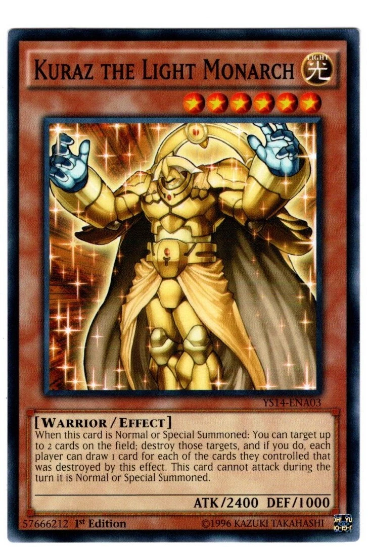 Yugioh 1X Kuraz the Light Monarch - Common - 1st Edition - YS14-ENA03- Near Mint Yugioh 1X Kuraz the Light Monarch - Common - 1st Edition - YS14-ENA03- Near Mint