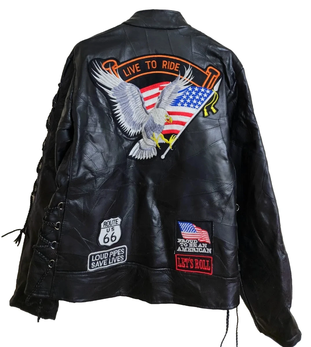 Diamond plate buffalo leather motorcycle jacket sale