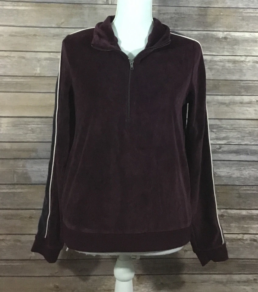 Fabletics NUEVO CON ETIQUETAS Mujer Años 90 Terciopelo Britt Cremallera Pullover Camisa Pequeña Púrpura Gris Q29 Foto 3 de 4