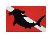 Dive Flags Hammerhead Silhouette on Dive Flag - Adhesive Vinyl Decal 9" Long