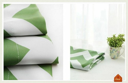 Moroccan Nordic Blockout Curtains Stripe Zigzag Curtain Green White 240cm (W) - Picture 3 of 3