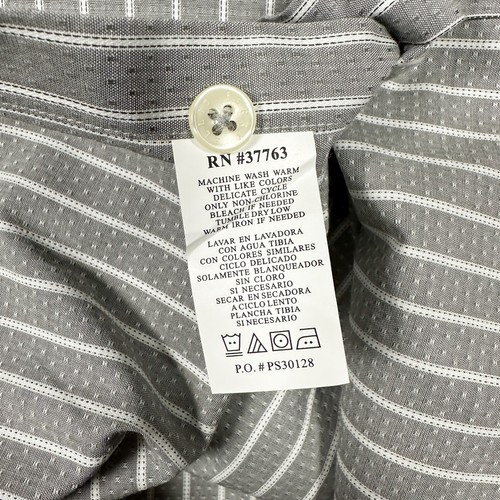 Perry Ellis Men’s Large Shirt Slim Fit Gray Striped Lycra Long Sleeve NWT New - Picture 18 of 22