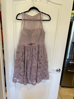 Adrianna Papell Light Heather Womens Purple Rosette Sleeveless Size  12