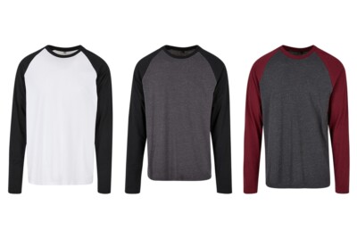 Build Your Brand Basic Men´s Contrast Raglan Longsleeve T-Shirt Langarmshirt Bau