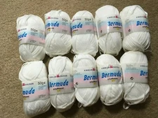 Vintage New Lot of 10 SCHAFFHAUSER BERMUDA White Cotton/Acrylic Ribbon 50 gr