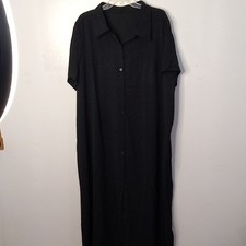 Shein Women's 3X Casual Short Sleeve Black Button-Up Dress/Cover-Up.Versatile