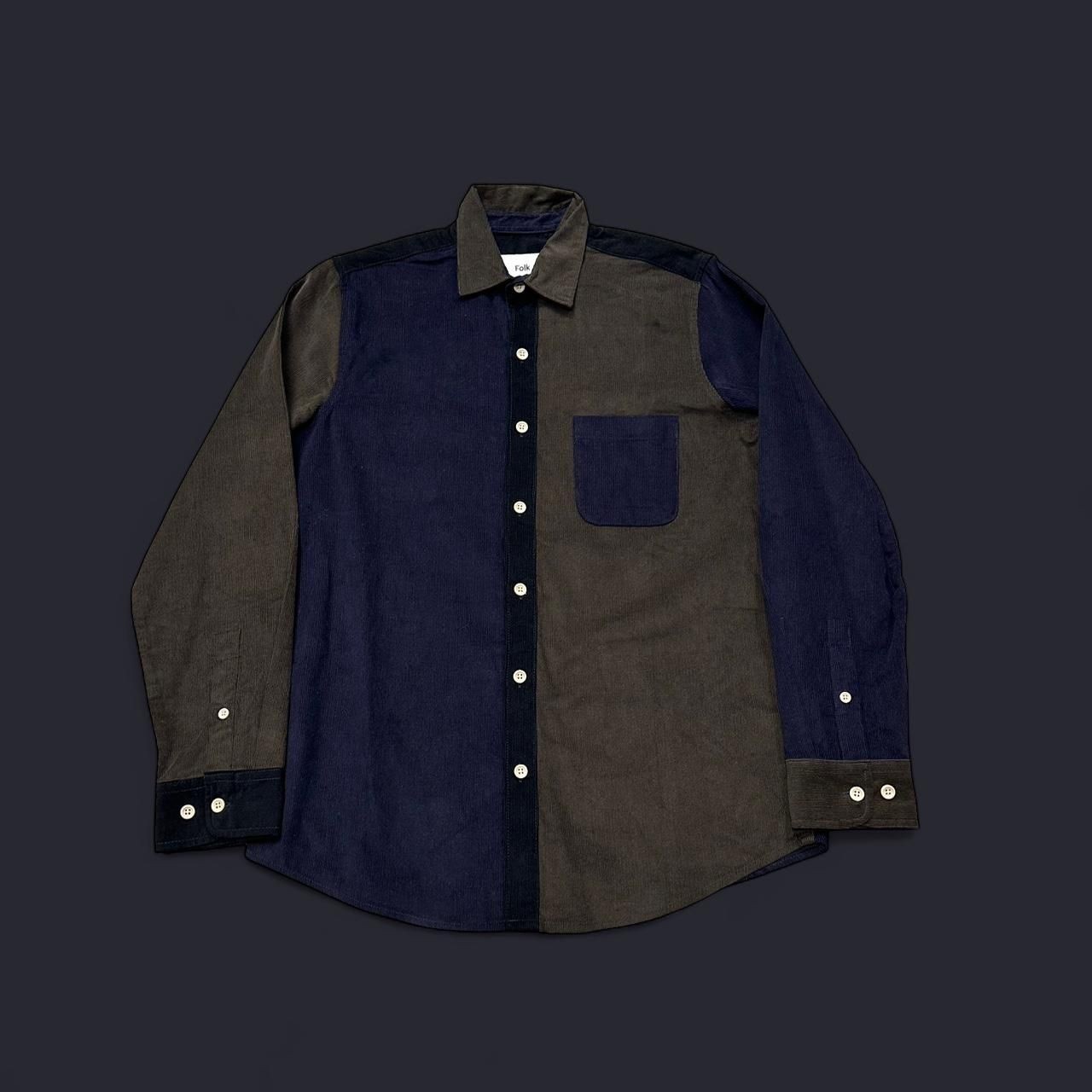 Herren Folk Harper Cord Colour Block Hemd Größe S