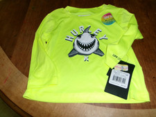 NWT Hurley Shark Long Raglan Sleeve Two Tone gree UPF 50+ Rashguard Top, 12 mos.