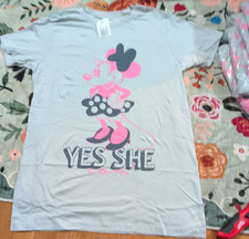 Disney Minnie Mouse Medium Silver/Gray T-Shirt Adult Size M 100% Cotton NWT