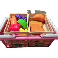 Lot of Play Food, Crates, Food Pyramid,  Vintage Basket Learning Toys Ages 2-8