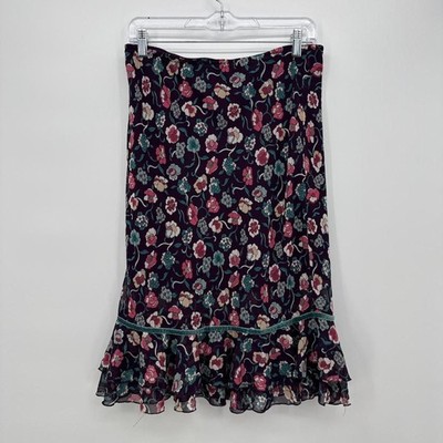 Fashion Bug Purple Floral Mini Skirt Ruffle Size Small Y2k Whimsy 