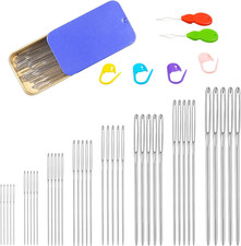 46 PCS Large-Eye Blunt Needles Kit, 8 Sizes Stainless Steel Yarn Knitting Sewing