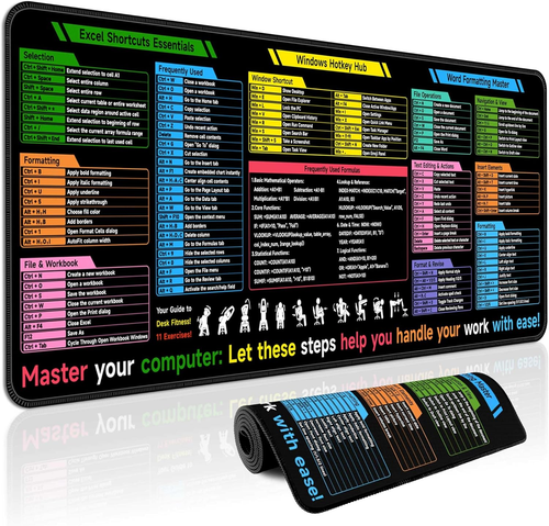 Mauspad mit Excel, Word, Windows Tastenkombinationen - Excel Spickzettel Schreibtischunterlage - Lar - Bild 11 von 12