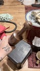 Handmade Decorative Wood Rolling Pin w/ Handles, Brown/Beige Geometric Pattern — photo 3