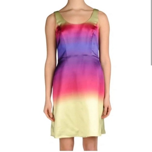 Jonathan Saunders Marleny Dress Satin Ombré Rainbow Print Size 36/ 4