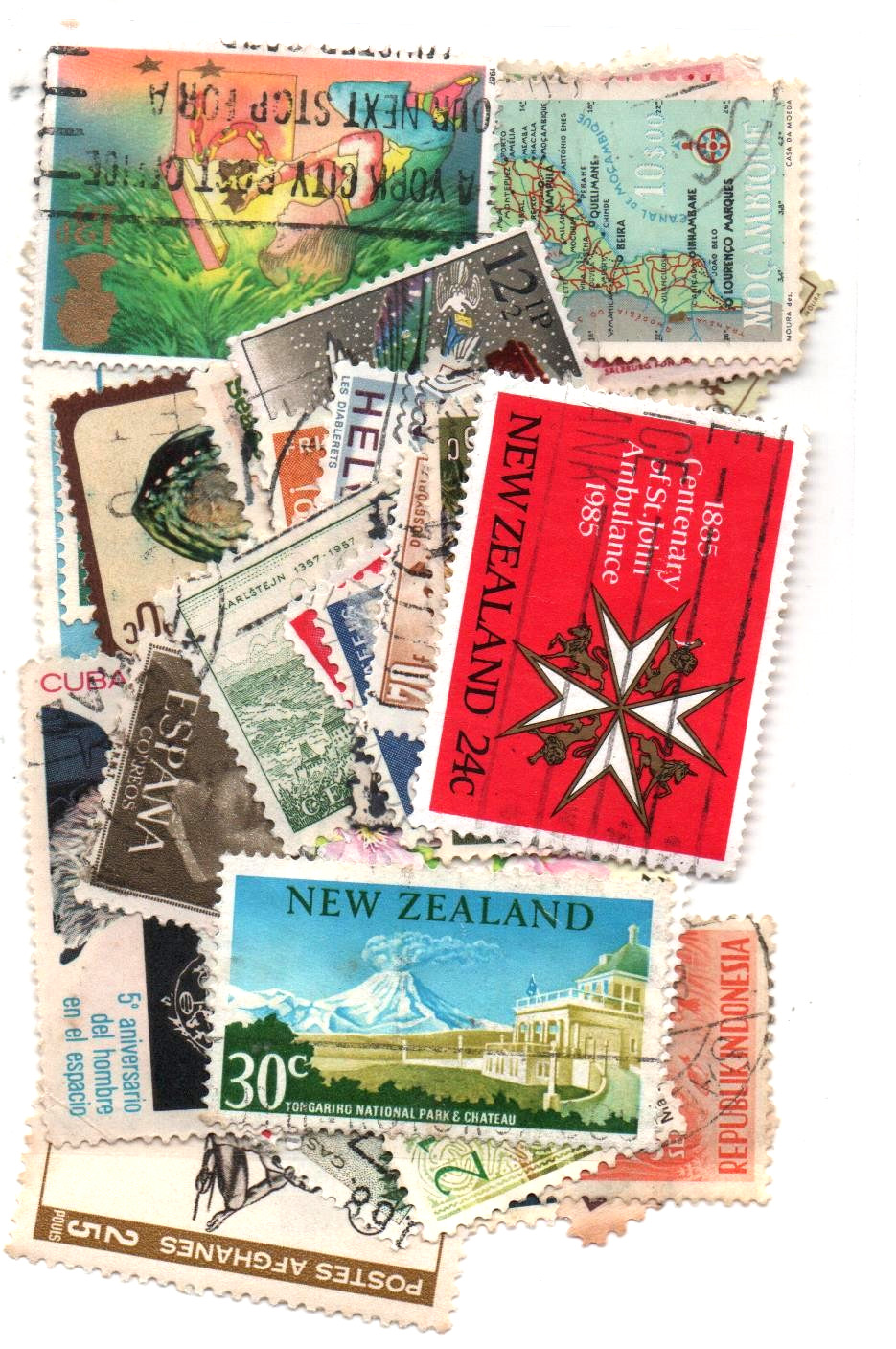 USED BULK +50 MIXED INTERNATIONAL  STAMPS COLLECTION LOT (169)