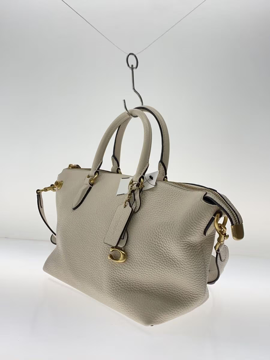 COACH Kara Satchel Shoulder Bag, 2-Way Leather, White, Solid Color, CE741 thumbnail 2