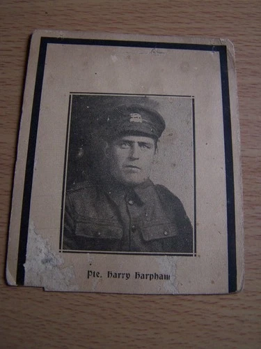 Military WW1 Printed Card Private Barry Harpham Soldier For His Countrys Sake