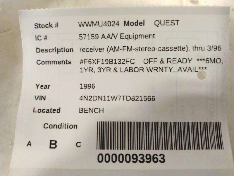 Equipo de audio receptor de radio Am-fm-estéreo-cassette compatible con 96 QUEST 1804723 Foto 4 de 4