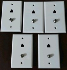  5 Ct.  Coaxial and Phone Wall Plate 1 F-Type Coax Connector, 1 Phone Opening