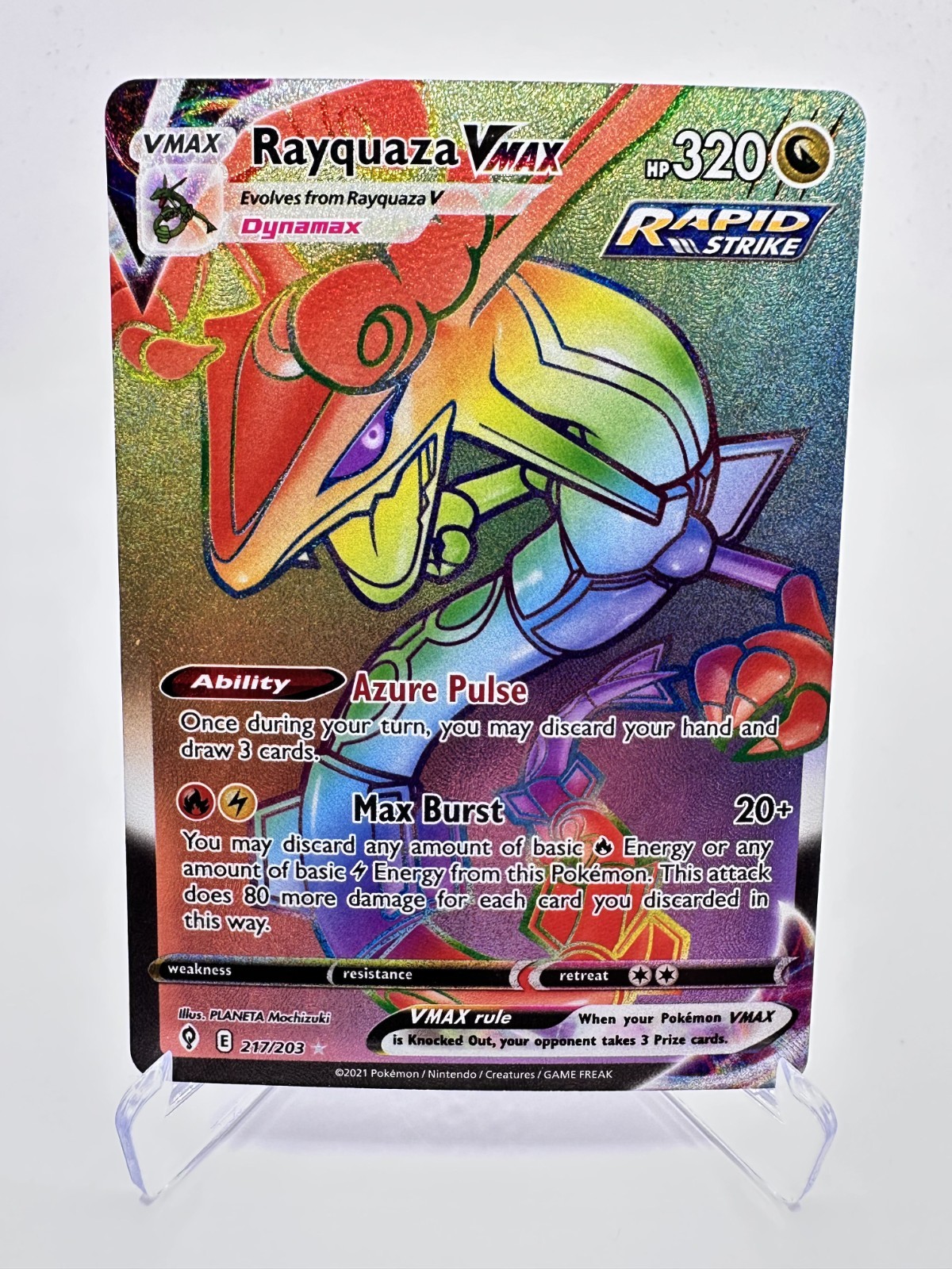 Rayquaza VMAX 217/203 SWSH07: Evolving Skies Holo Pokemon Near Mint