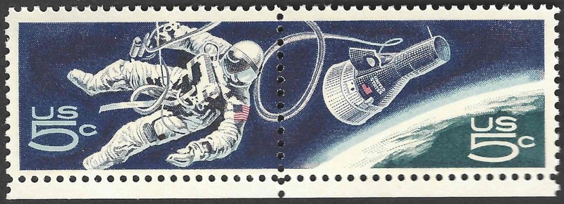 US Scott #1332b 5¢ Accomplishments in Space, se-tenant MNH Pair of Stamps - 1967