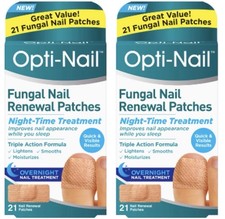 Pack de 2 PARCHES DE RENOVACIÓN DE UÑAS FÚNGICAS Opti-Nail Tratamiento Nocturno 21ct X2 Nuevos