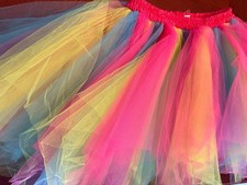 Unbranded Rainbow Tulle Tutu Skirt Multicolor